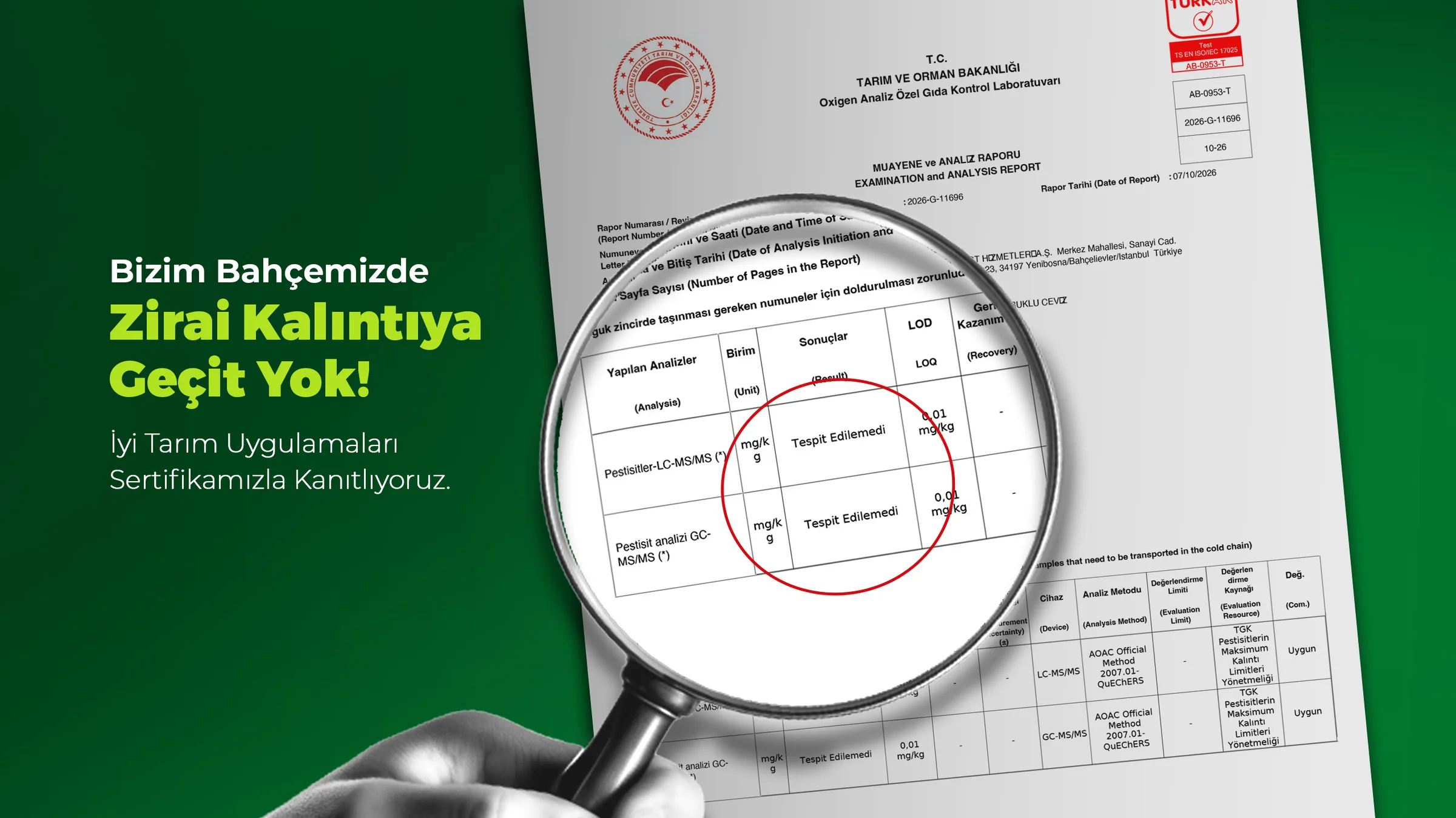 Bizim bahçemizde zirai kalıntıya geçit yok